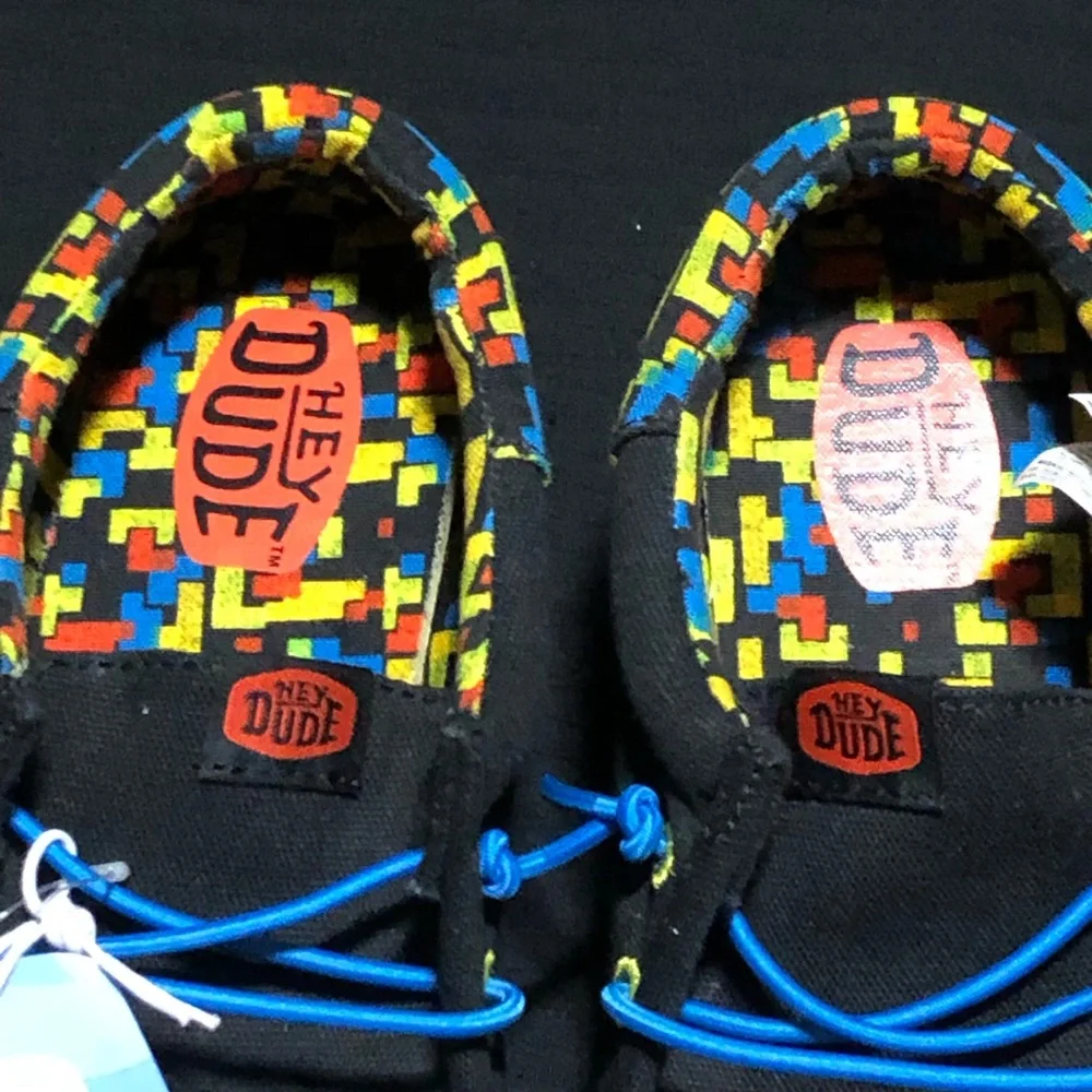 Hey Dude Boys Wally Funk Y Blocks Shoes, Size 3, Black/Multi, 45318-0C4
